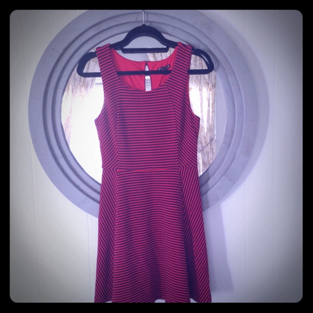 Express Red and Blue Striped Dress